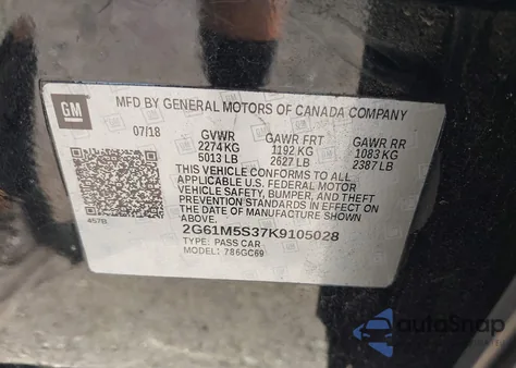 2019 Cadillac Xts Luxury из США, поврежденный, VIN 2G61M5S37K9105028